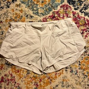 White Lulu Lemon Speed Up Shorts